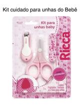 Cortador De Unha Para Bebe + Tesoura + 2 Lixas Infantil Rosa - Ricca