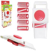 Cortador / fatiador e ralador de legumes de metal/plastico com 5 laminas na caixa - Keita Cortador / fatiador e ralador de legumes de metal/plastico com 5 laminas na caixa - Keita