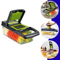 Cortador Fatiador Ralador Desfiador 14 Peças Multifuncional Manual para Legumes, Frutas, Alho, Cebola, Batata e Alimentos