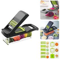 Cortador Fatiador Ralador Desfiador Legumes Multi Fatiador Alimentos e Frutas Alho Cebola 14 Peças Multifuncional Manual - IMPORTADO