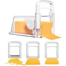 Cortador Fatiador Ralador Queijo Presunto Manual 4 Em 1 Lamina Inox Cozinha Preparo Comida Alimentos Refeiçoes Balcao Mesa