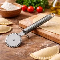 Cortador Fechador de Pastel Pizzas Inox Carretilha Fecha Massas Pizza 19,5cm