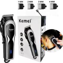 Cortador Kemei Km-119 Sem Fio Profissional Display Led