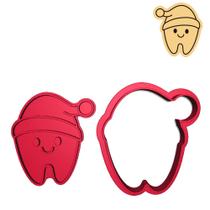 Cortador Marcador Dente Gorro Natal Sorrindo Cute