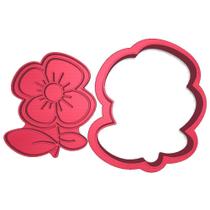 Cortador Marcador Flor com Caule 4 pétalas Abertas Cute Cortador Marcador Flor com Caule 4 pétalas Abertas Cute