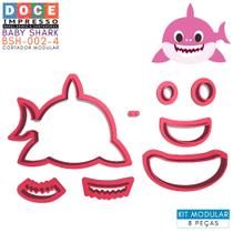 Cortador Pasta Americana Festa Infantil Tubarão Baby Shark Completo Nadando Deitado Perfeito