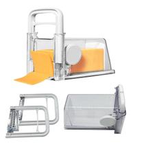 Cortador Ralador de Queijo Presunto 4 em 1 Manual Fatiador Lamina Inox Porte Hermetico Armazenamento Resistente Alimento Culinaria Cozinha Balcao Gela