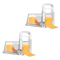Cortador Ralador Fatiador de Queijo Presunto 4 em 1 Kit 2 Uni Manual Lamina Inox Porte Hermetico Cozinha Culinaria