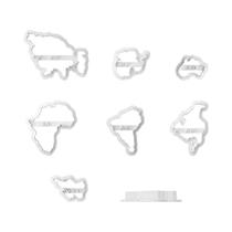 Cortadores De Biscoito 3D Em Plástico Com Mapa Mundi, Moldes De Biscoito Dos Sete Continentes,