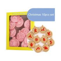 Cortadores De Biscoito De Natal 8 Peças: Moldes De Papai Noel E Floco De Neve, Carimbos Para
