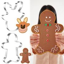 Cortadores de biscoitos Teenyyou Christmas Gingerbread Man Reindeer