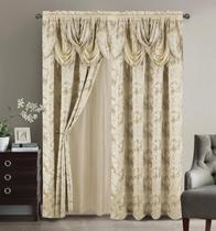 Cortain GLORY RUGS Jacquard Luxury Window, conjunto de 2 painéis, bege, 140 x 213 cm