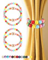 Cortain Tiebacks CHILAC Colorful Boho Wood Bead, 4 pacotes Cortain Tiebacks CHILAC Colorful Boho Wood Bead, 4 pacotes