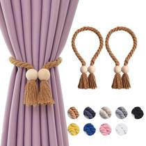 Cortain Tiebacks NICEEC Wooden Ball Magnetic, pacote com 2 unidades, café claro Cortain Tiebacks NICEEC Wooden Ball Magnetic, pacote com 2 unidades, café claro