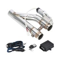 Corte De Escape Elétrico Universal Em Aço Inoxidável Com Dupla Válvula, Controle Remoto Sem Fio,