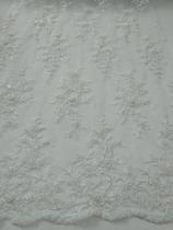 Corte de Tecido TULE BORDADO COM PEDRARIA - 0,50x1,30m - Off White