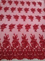 Corte de Tecido TULE BORDADO COM PEDRARIA - 0,70x1,25m - Vermelho Corte de Tecido TULE BORDADO COM PEDRARIA - 0,70x1,25m - Vermelho