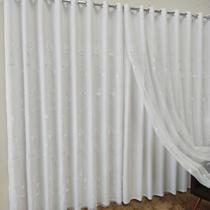 Cortin Para Varão Direto Da Fábrica Bordada Voal Com Forro Microfibra 10,00x2,70