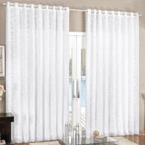 Cortina 2 Mt Sala Quarto Renda com Voal para Trilho comum Baratissima Branca - 100% Poliéster