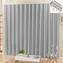 Cortina 2 Mts Sala Quarto Escritório Blackout Para Trilho Suisso - Cinza Cortina 2 Mts Sala Quarto Escritório Blackout Para Trilho Suisso - Cinza