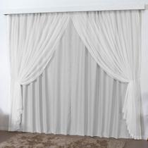 Cortina 2 Mts Sala Quarto Escritório Blackout Voal Trilho Suisso - Cinza Claro - 100% Poliéster