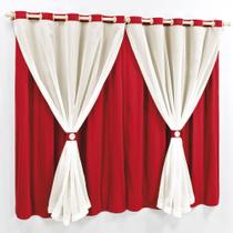 Cortina 2 Mts Sala Quarto Malha com Voal Trilho Suisso Baratissima Vermelha - 100% Poliéster Cortina 2 Mts Sala Quarto Malha com Voal Trilho Suisso Baratissima Vermelha - 100% Poliéster