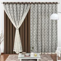 Cortina 2 Mts Sala Quarto Malha Renda Para Trilho Comum Baratissima Tabaco