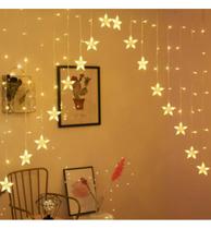 CORTINA 224 LEDS WARM COM ESTRELA NA PONTA BIVOLT 3x1,2M