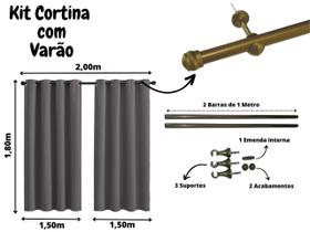 Cortina 3 Metros Com Suporte Incluso 3,00 x 1,80 Cinza Prime
