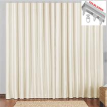 Cortina 3 Mts Sala Quarto Escritório Blackout Original para Trilho Suisso - Bege - 100% Poliéster