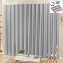 Cortina 3 Mts Sala Quarto Escritório Blackout para Trilho Comum - Cinza - 100% Poliéster