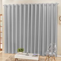 Cortina 3 Mts Sala Quarto Escritório Semiblackout para Trilho Suisso Cinza - 100% Poliéster Cortina 3 Mts Sala Quarto Escritório Semiblackout para Trilho Suisso Cinza - 100% Poliéster