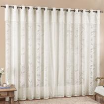 Cortina 3 Mts Sala Quarto Luna Renda para Trilho Comum Baratissima Palha - 100% Poliéster