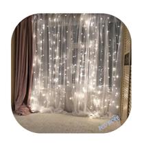 Cortina 300 Led 3,0m x 2,0m 8 Funções Branco Frio Decor Festa Casa Natal 110V Cortina 300 Led 3,0m x 2,0m 8 Funções Branco Frio Decor Festa Casa Natal 110V
