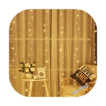 Cortina 300 Led 3,0m x 2,0m 8 Funções Branco Quente Decor Festa Casa Natal 110V