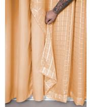 Cortina 3,00x2,80 Microfibra C/voil Xadrez Quarto Ou Sala