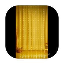 Cortina 360 Led Prova Dágua 3,0m x 3,0m 8 Funções Fio Transparente Branco Quente Festa Natal Bivolts