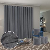 Cortina 3M X 2,50M Com 4 Capas De Almofadas Tecido Rústico