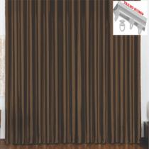 Cortina 4 Mts Sala Quarto Escritório Blackout Original para Trilho Suisso - Tabaco - 100% Poliéster