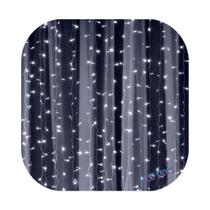 Cortina 500 Led 4,0m x 2,2m 8 Funções Branco Frio Decor Festa Casa Natal 110V