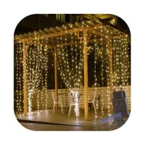 Cortina 500 Led Prova Dágua 3,0m x 2,5m Fixo Branco Quente Decor Festa Casa Natal Bivolts