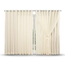 Cortina 6 Metros Branca e Palha De Voil Com Forro Tecido Microfibra Cortina 6 Metros Branca e Palha De Voil Com Forro Tecido Microfibra