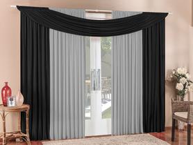 Cortina Alana 3,00m x 2,50m Preto com Cinza Tecido Malha Para Sala ou Quarto Cortina Alana 3,00m x 2,50m Preto com Cinza Tecido Malha Para Sala ou Quarto
