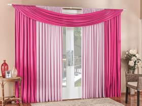 Cortina Alana 3,00m x 2,50m Rosa com Pink Tecido Malha Para Sala ou Quarto Cortina Alana 3,00m x 2,50m Rosa com Pink Tecido Malha Para Sala ou Quarto