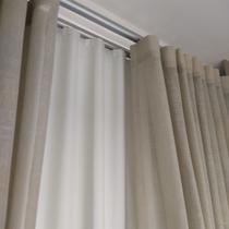 Cortina Alto Padrão Voil Gaze De Linho + Forro blackout Trilho Suiço Duplo 6,00x2,70