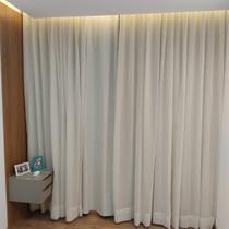 Cortina Alto Padrão Wave Trilho Suíço Duplo Voil Linho Com Forro Blackout 6,00x2,50