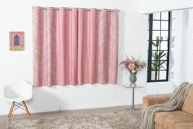 Cortina Antônia Lisa/Estampada Semi-Blackout 2,80m x 1,70m Janela 100% Poliéster Cobre a Luz 60%