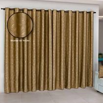 Cortina Atena 4m x 2,80m Jacquard Semi Blackout Dourado - Imperial Moda Casa