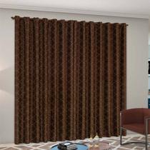 Cortina Atena 4m x 2,80m Jacquard Semi Blackout Marrom