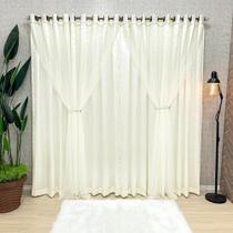 Cortina Aurora Cetim Amassado Tule Pérolas 3,00x2,50m Sala Quarto Varão 3m - Palha Cortina Aurora Cetim Amassado Tule Pérolas 3,00x2,50m Sala Quarto Varão 3m - Palha